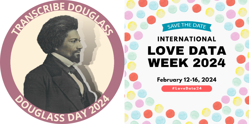 Logos for Douglass Day and Love Data Week events
