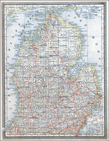 Map of Michigan lower peninsula 1881