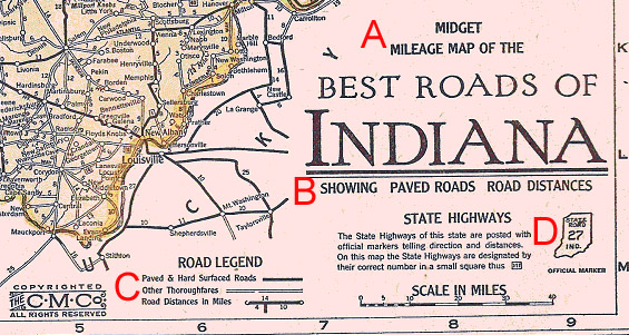 Midget Mileage Map of The Best Roads of Indiana