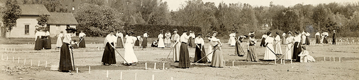 Women at MSU working soil and planting (circa late 1800s)
