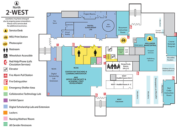 Map of Main Library West Wing 2nd Floor