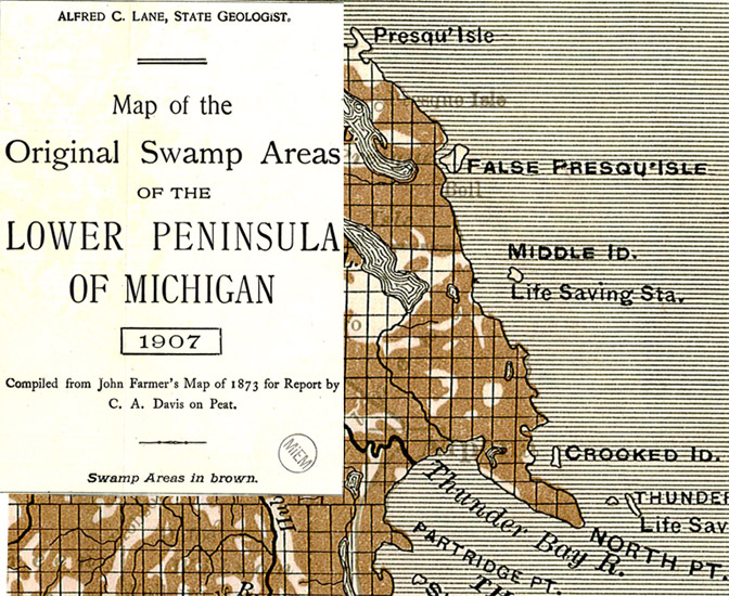 Michigan Geological Survey map using Farmer's swamp lands