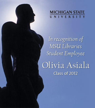 Bookplate honoring: In Recognition of Olivia Asiala