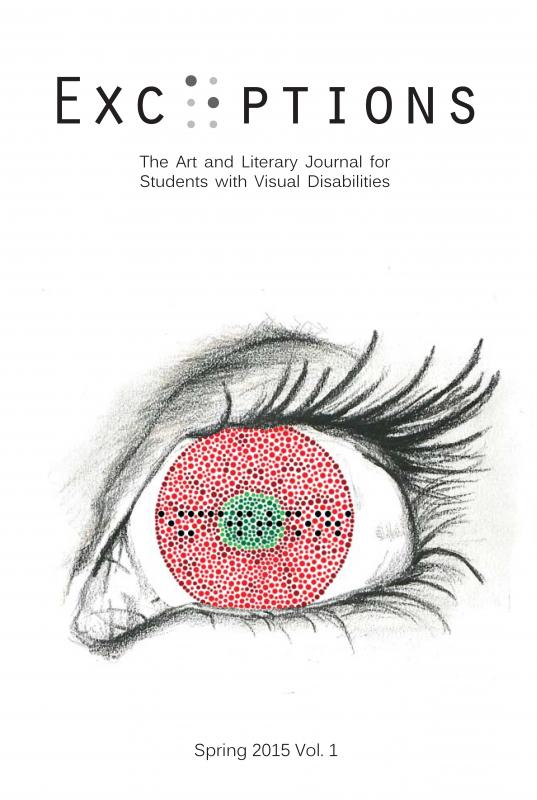 Cover of Exceptions featuring an eye in the style of a vision test